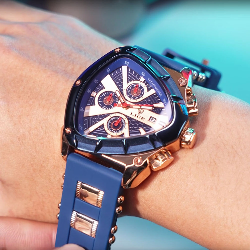 Watch Triangle Luxury - LIGE Fashion Men Watch Triangle Chronograph