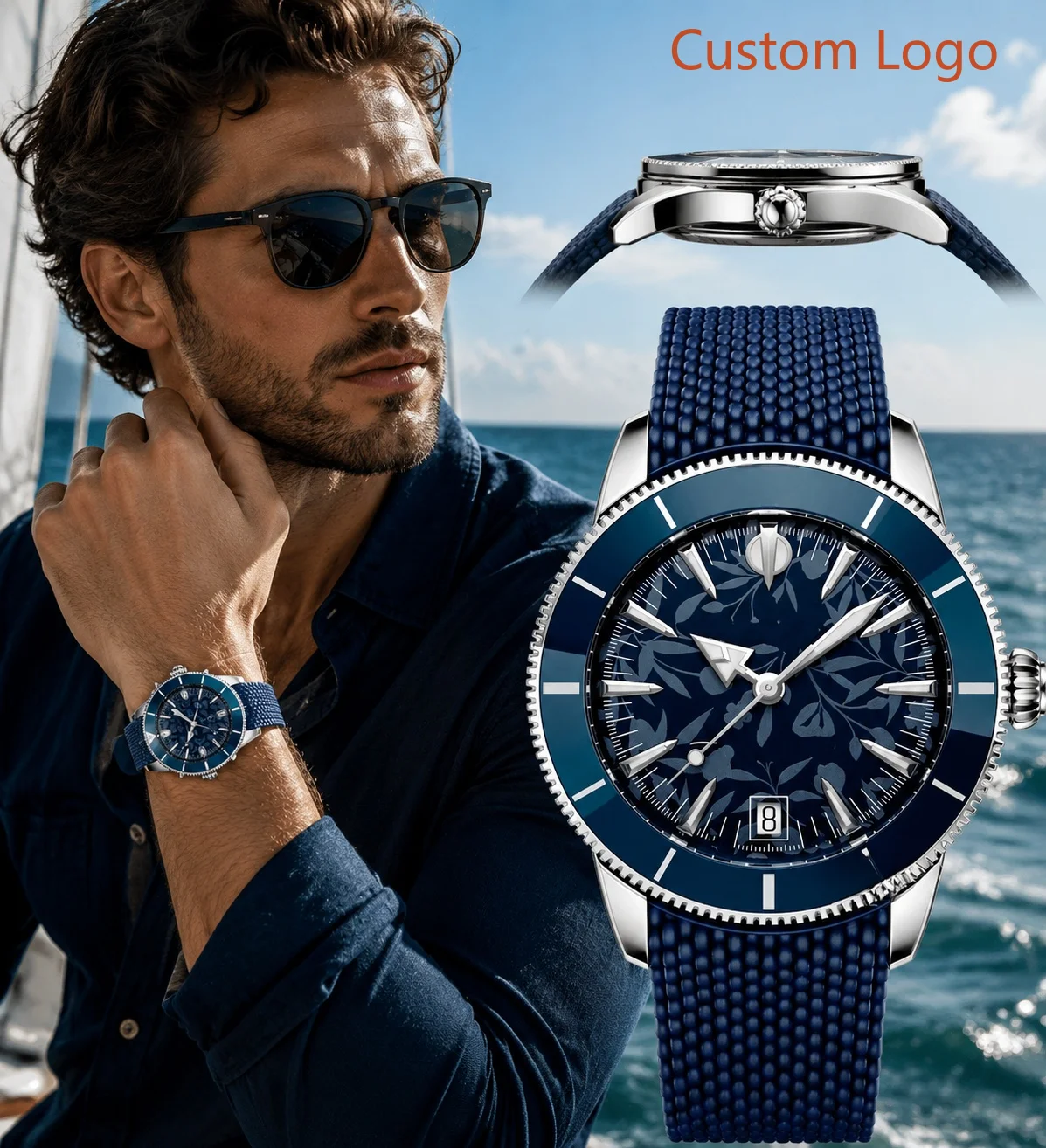 Luxury Watch Straps - Men 46mm Diving Automatic Watch Rotating