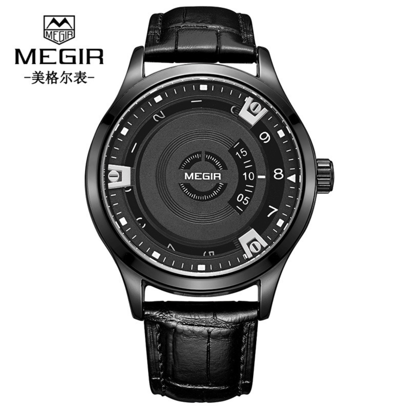 Luxury Watch With Leather Strap - MEGIR Men Watches Luxury Leather Strap