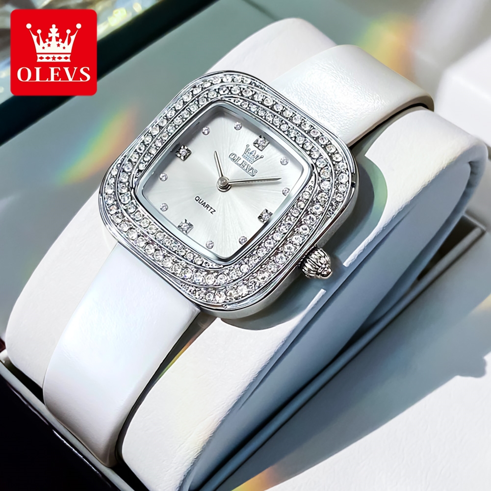 Luxury Watch With Leather Strap - OLEVS 5512 Luxury Elegant Women’s Quartz
