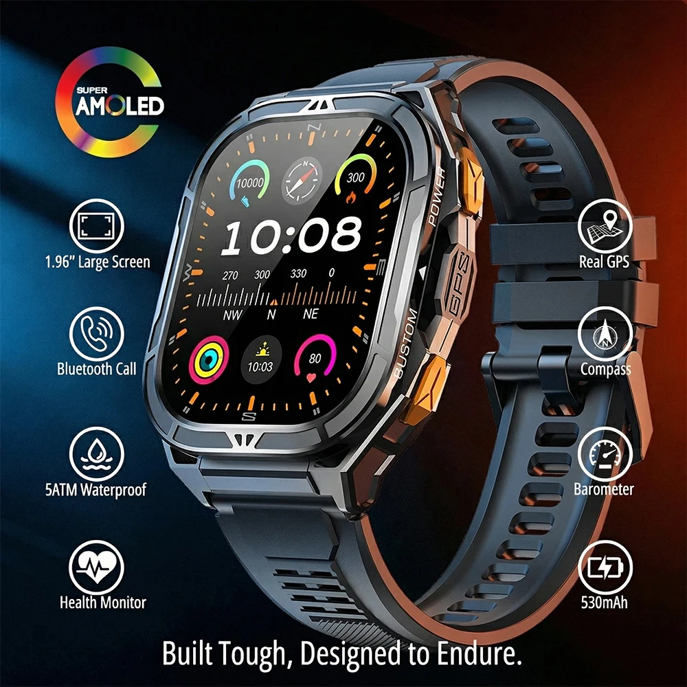 Luxury Watch On Wrist - Luxury AMOLED Smartwatch Real GPS 5ATM