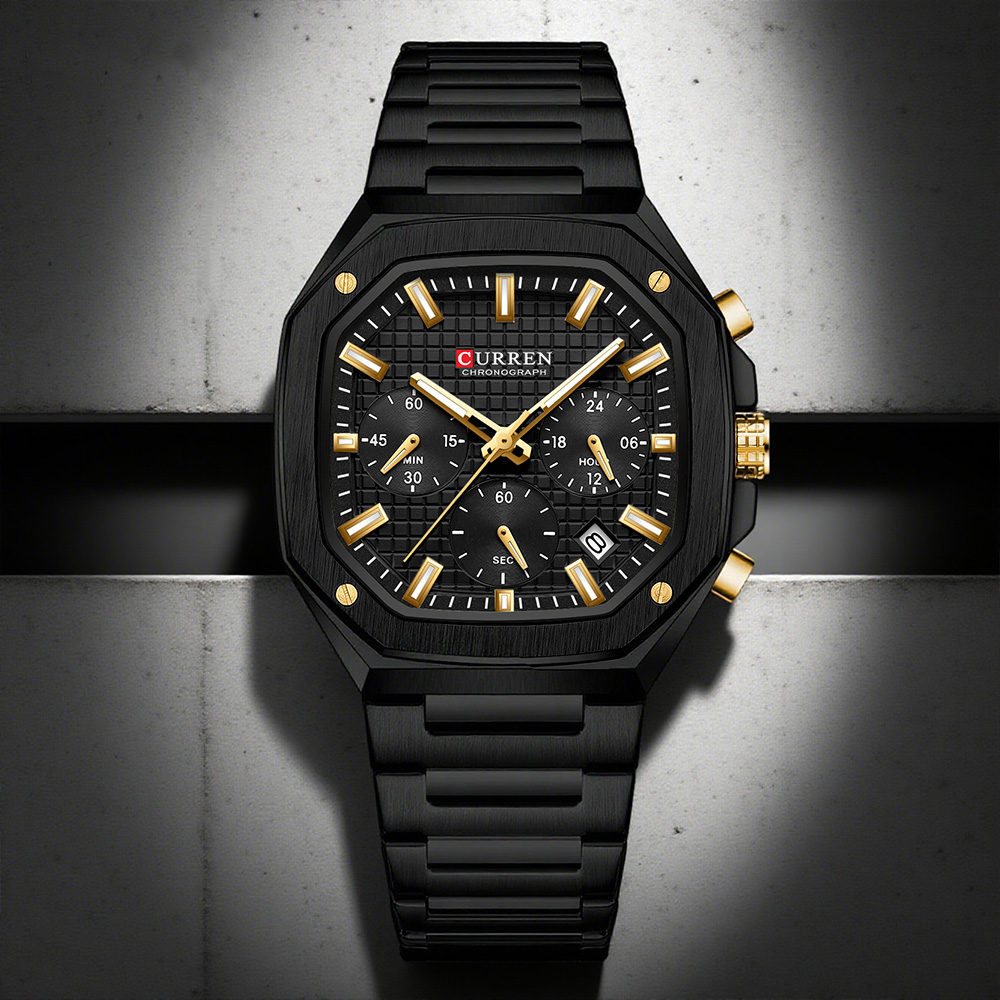 Luxury Watch Gold - CURREN Luxury Square Chrono Watch for