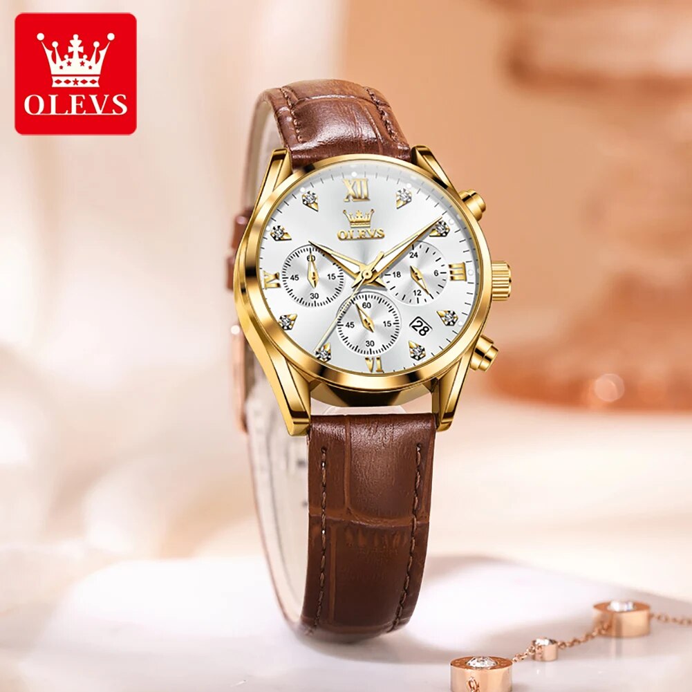 OLEVS 5523 Women's Watches Lea - Luxury Watch With Leather Strap recension och pris