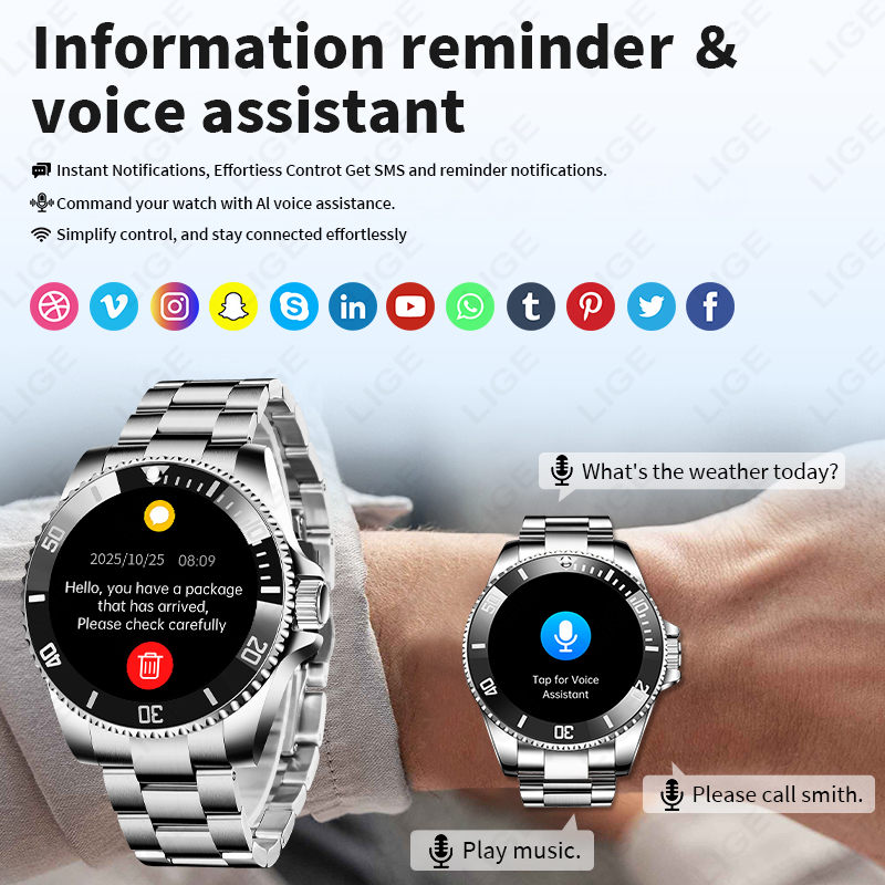 LIGE Business Smart Watch Men  - Luxury Watch On Wrist recension och pris