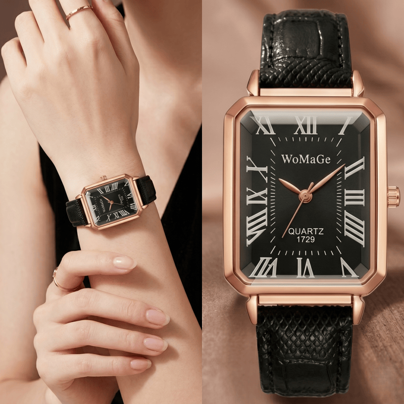 Fashion Rectangle Quartz Watch - Luxury Watch With Leather Strap recension och pris
