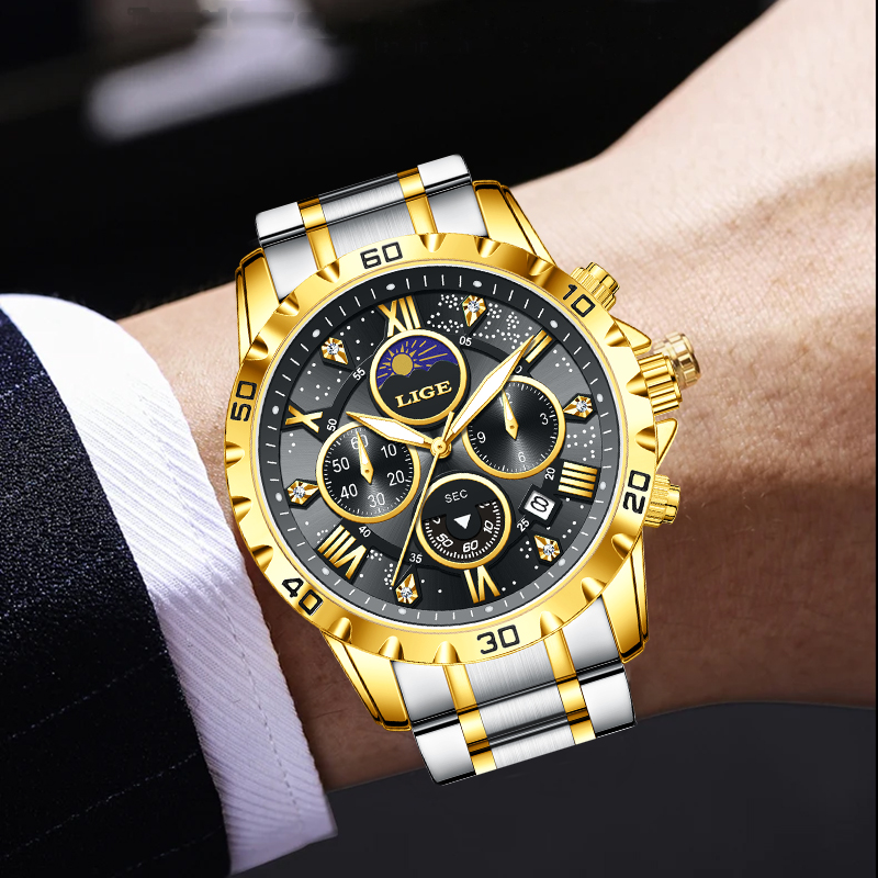 LIGE Top Brand Luxury Quartz M - Luxury Watch Men recension och pris