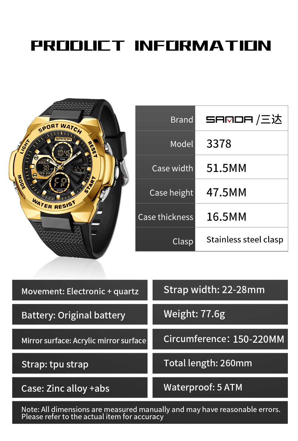 SANDA Sports Waterproof Milita - Luxury Watch Shop recension och pris