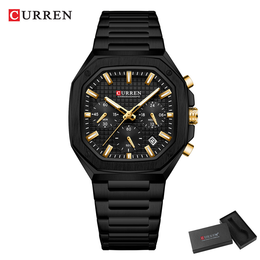 CURREN Luxury Square Chrono Wa - Luxury Watch Gold recension och pris