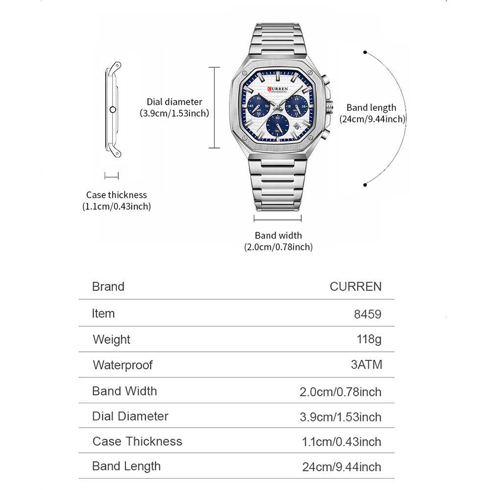 CURREN Luxury Square Chrono Wa - Luxury Watch Gold recension och pris